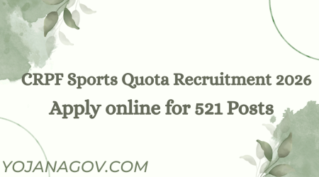CRPF Sports Quota Recruitment 2026: Notification Out for 521 Posts